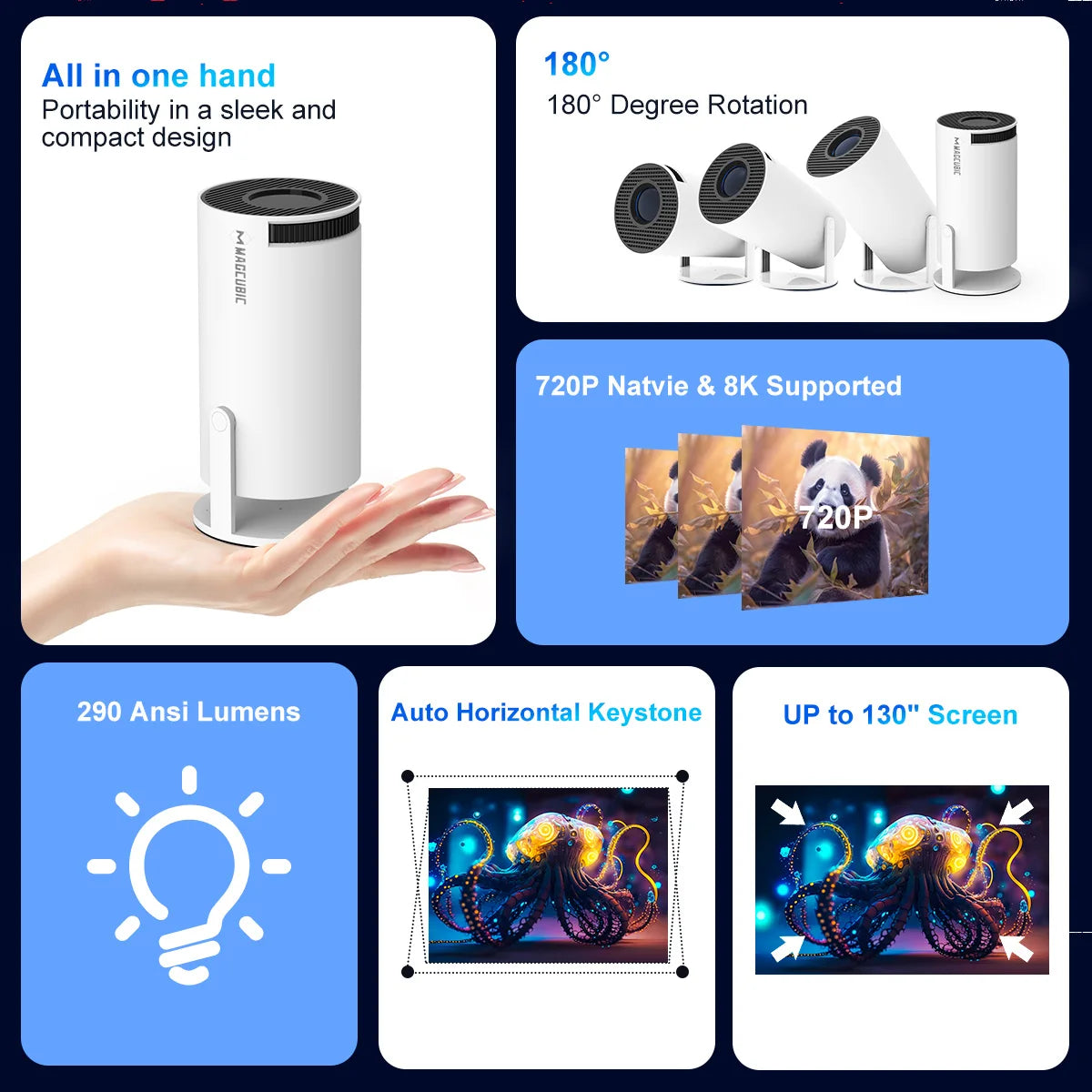 VibeWatt™ Přenosný Smart LED Projektor HY300 Pro