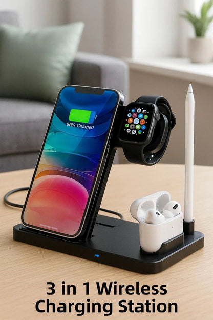 VibeWatt™ bezdrátová nabíjecí stanice 4v1